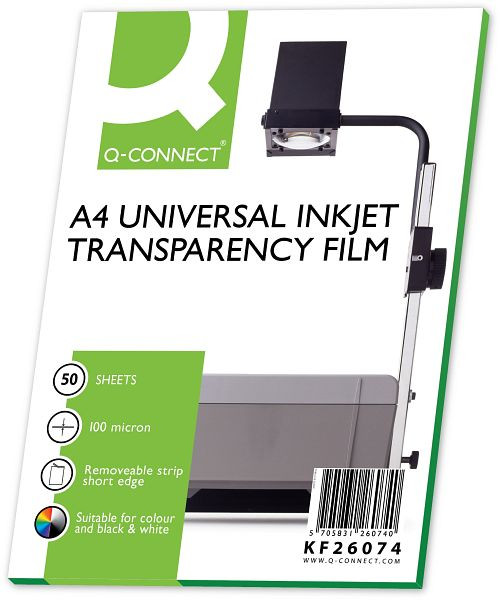 Q-Connect Inkjet-Folien mit Sensorstreifen - A4, 0,10 mm, VE: 50 Stück, KF26074