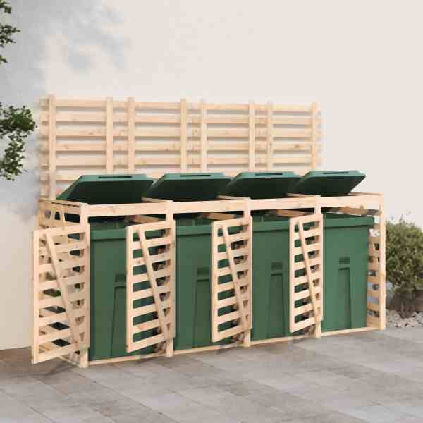 vidaXL Mülltonnenbox für 4 Tonnen Massivholz Kiefer, 3157697