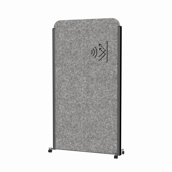 MAUL Stellwandsystem MAULcocoon Akustik 100x180 dunkelgrau, mobile Version, anthraziter Rahmen, 9701189