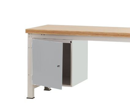 Manuflex Gehäuse-Unterbau PROFI, Nutzhöhe 500 mm mit 1 Tür links angeschlagen und Einlegeboden, für Werkbanktiefe 700 mm, Alusilber, ZB4981.9006