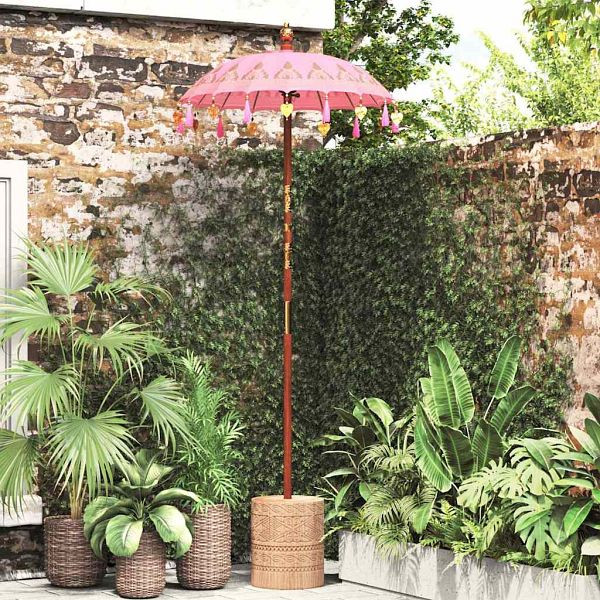 vidaXL Balinesischer Sonnenschirm Rosa (90-100) x 260 cm, 42006468