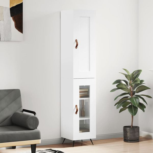 vidaXL Highboard Hochglanz-Weiß 34,5x34x180 cm Holzwerkstoff, 3200363