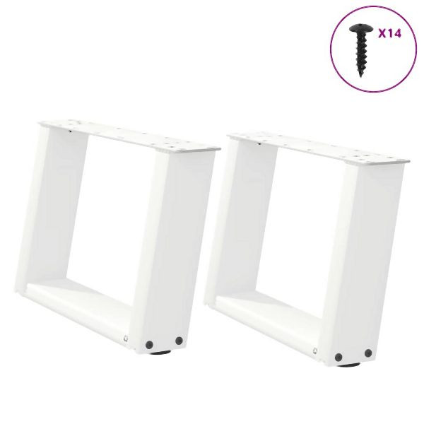 vidaXL Couchtischbeine U-Form 2 Stück Weiß 50x(30-31) cm Stahl, 4012745