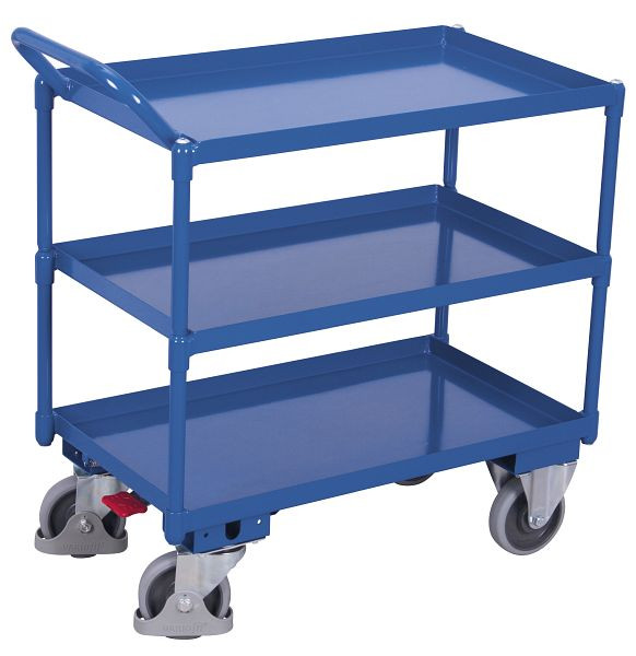 VARIOfit Tischwagen mit 3 Ladeflächen, Außenmaße: 1.165 x 700 x 1.065 mm, RAL 5010 enzianblau, Ladehöhe: 285 / 600 / 915 mm, sw-700.623