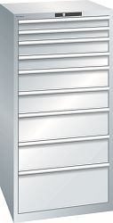 LISTA Schubladenschrank 36x36E (BxTxH) 717x725x1450mm KEY Lock, Lichtgrau, 9 Schubladen, Fronthöhen: 75 - 300 mm, 78.309.020