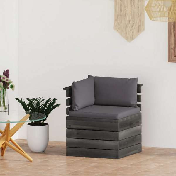 vidaXL Garten-Paletten-Ecksofa mit Kissen Kiefernholz, 3061647