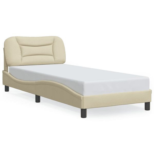 vidaXL Bettgestell mit Kopfteil Creme 90x190 cm Stoff, 3207742