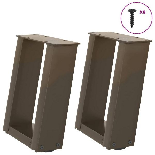 vidaXL Couchtischbeine U-Form 2 Stück Naturstahl 30x(30-31) cm Stahl, 4012739