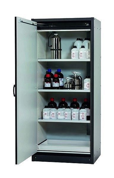asecos Sicherheitsschrank Q-CLASSIC-30, Q30.195.086.WD in enzianblau RAL 5010 mit 3x Fachboden (Stahlblech), 31008-067-30045