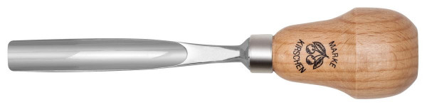 Kirschen Kerbschnitzbeitel mit Birnenheft, gebogen, mit mittlerer Höhlung, 4 mm, 5617004