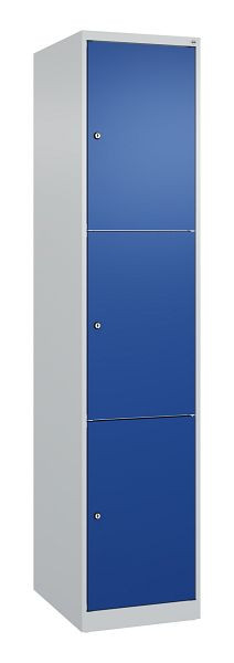 C+P Schließfachschrank Classic PLUS, 1850x400x500mm, 7035/5010, mit 3 Fächern, 080000-123 S10003