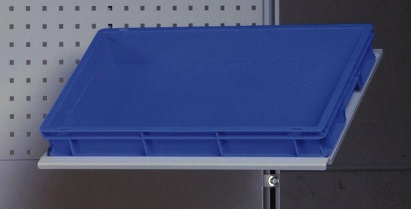 KLW Schwenkarm mit Ablage für Lagerkasten (Eurokasten 600 x 400 mm) mit Schwenkarm aus Aluminium, silberfarben, ABC-SA2-TEK6141