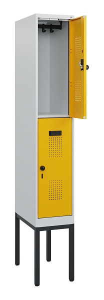 C+P Doppelstock-Spind Evolo PLUS, Gestell, 2 Fächer, 1950x300x500mm, 7035/1004, Drehriegel, 0493305-10 S10000