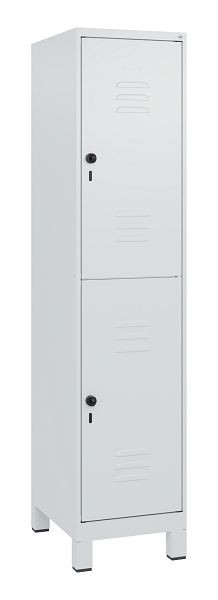 C+P Doppelstöckiger Spind Classic PLUS, Füße, 1800x400x500mm, 7035/7035, Drehriegel, 0803107-12 S10009