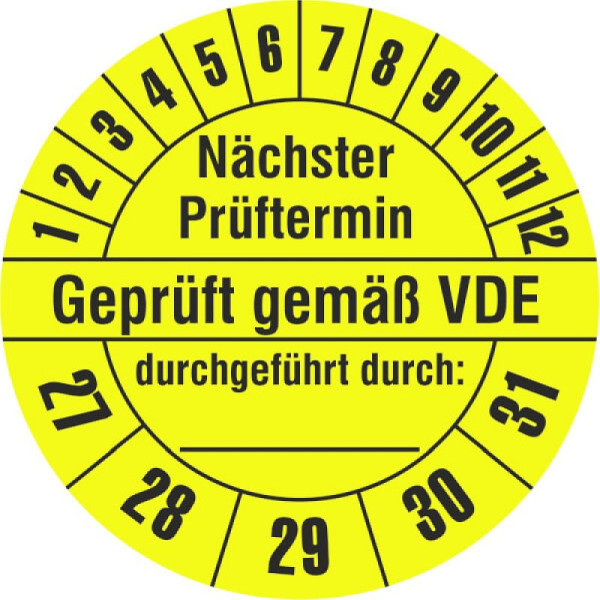 Stein HGS Prüfplaketten o. Jahresfarbe (5 Jahre), Nächster Prüftermin, Ø 30 mm, 2027-2031, 31.c7059-27