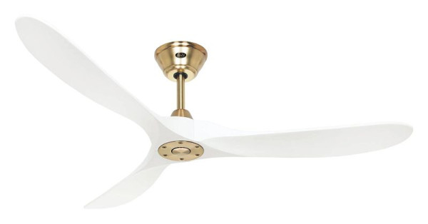 CasaFan Deckenventilator Eco Genuino 152 Messing gebürstet-Massivholz Lack matt weiß, 315232