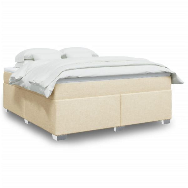 vidaXL Boxspringbett mit Matratze Creme 180x200 cm Stoff, 3285156