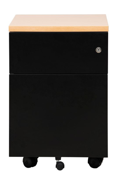 Gürkan Container, 60 x 40 x 62 cm, Schwarz, Buche, 1 Schublade + 1 Hängeschub, MPS/P.2, 100566