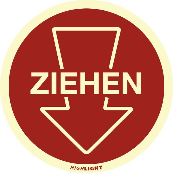 Moedel Piktogramm Ziehen mit Pfeil, Folie, langnachleuchtend, Ø 100 mm, 52315