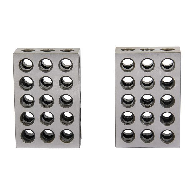 BOKA 25 x 50 x 75 mm Stahlgehärtete Präzisionsblöcke, 23 Löcher, Fräsen Parallel Spannblöcke, Metrische Spannblöcke, VE: 2 Stück, 630-4030P