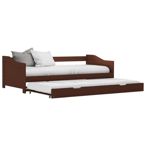 vidaXL Ausziehsofa Bettgestell Dunkelbraun Kiefernholz 90×200 cm, 283152