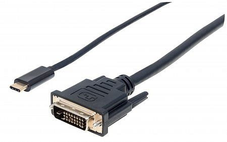 MANHATTAN USB Typ C auf DVI-Adapterkabel, 2 m, schwarz, 152457