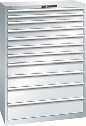 LISTA Schubladenschrank 54x27E (BxTxH) 1023x572x1450mm KEY Lock, Lichtgrau, 11 Schubladen, Fronthöhen: 75-200mm, Tragkraft Schubladen: 75kg, 78.774.020