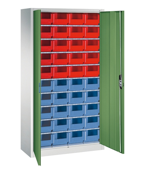 C+P Magazinschrank Serie 13, H1980xB1000xT420mm, 7035/6011, Einlegeböden 9, 133144-24 S10122