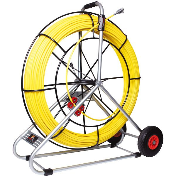 Runpotec Glasfaserstab 250 m, Durchmesser 11 mm inklusive Stahlhaspel 1000 mm-fahrbar, Meterzähler - Gewinde RTG 12 mm, 10096