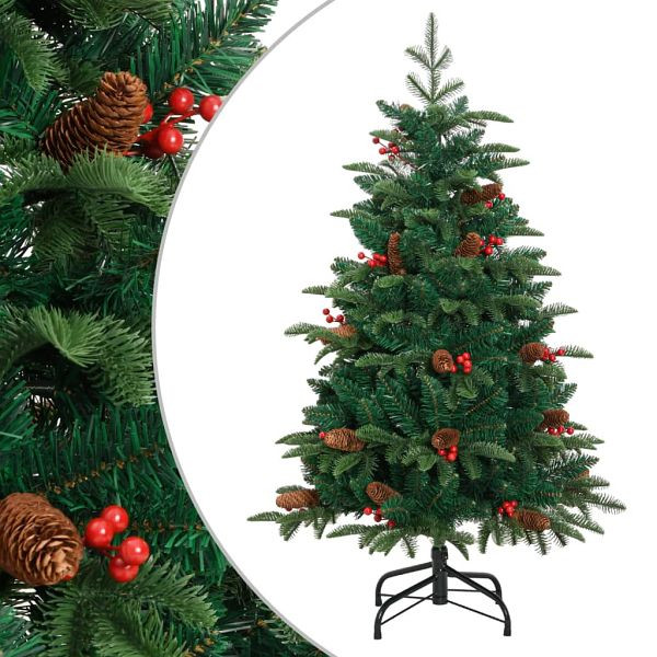vidaXL Künstlicher Weihnachtsbaum Klappbar mit Zapfen & Beeren 150 cm, 358375