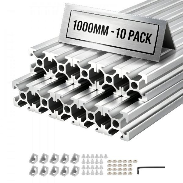 VEVOR 2020 Aluminium Profile 10 Stk. 1 m, T-Nut, Eloxiert, EU-Standard, für 3D-Drucker, CNC-Werkbänke, Silber, TXOBLXCDGYS2MB2W4001V0