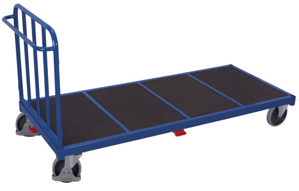 VARIOfit Stirnwandwagen mit senkrechten Streben, Ladefläche: 2.045 x 880 mm, RAL 5010 enzianblau, Radsatz: Bereifung aus Gummi, sw-2012