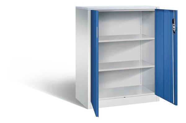 C+P Büroschrank Acurado, H1200xB930xT500mm, Farbe: Lichtgrau / Enzianblau, Muldengriff, 3 OH, 9287-1200 S10230