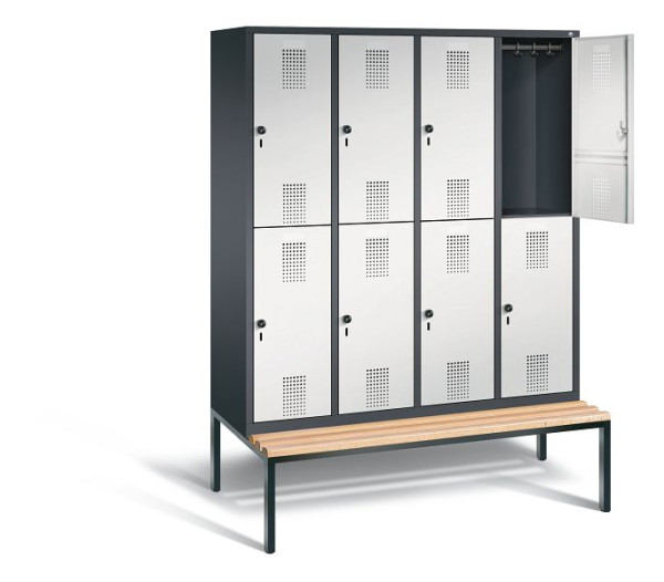 C+P Spind doppelstöckig Evolo, H2090xB1590xT810mm, Farbe: Schwarzgrau / Lichtgrau, 48350-42 S10015