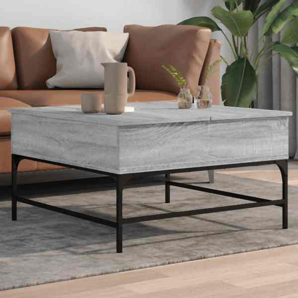 vidaXL Couchtisch Grau Sonoma 80x80x45 cm Holzwerkstoff und Metall, 845404
