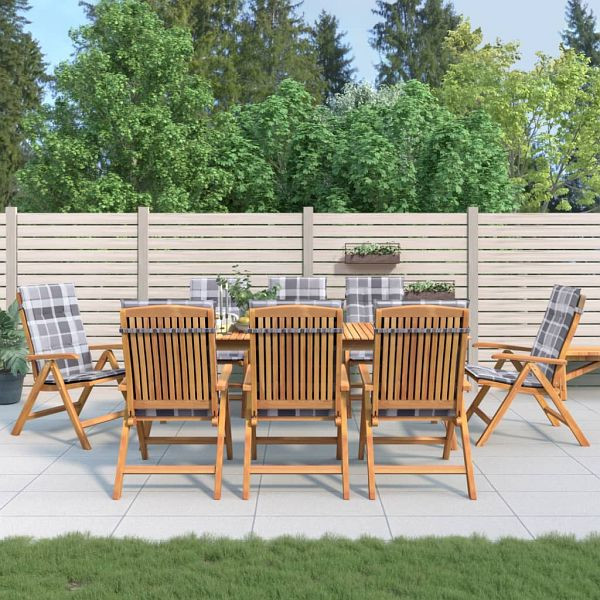 vidaXL Gartenstühle mit Auflagen 8 Stück Massivholz Teak, 3196537