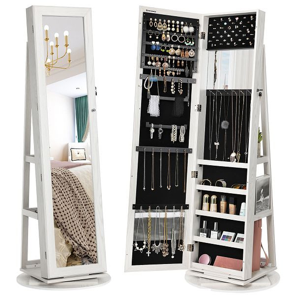 SONGMICS Schmuckschrank, Weiß, 54x54x161 cm, JJC62WT