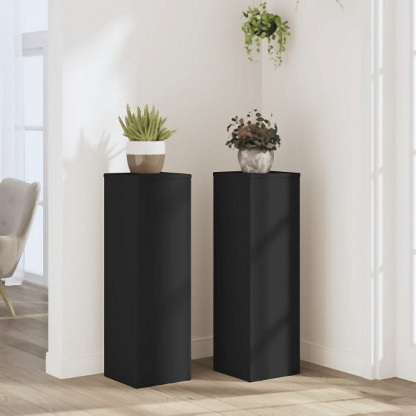vidaXL Pflanzenständer 2 Stück Schwarz 25x25x80 cm Holzwerkstoff, 852943
