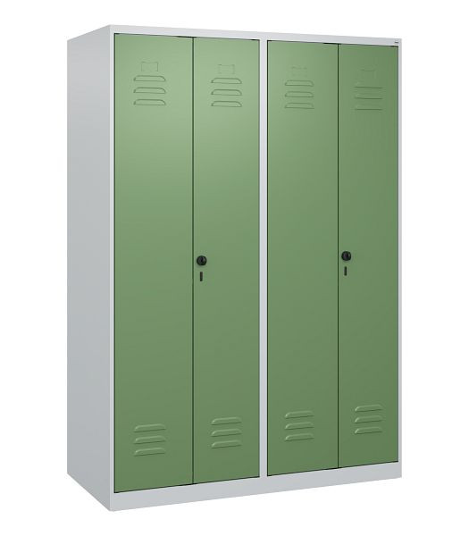 C+P Umkleidespind Classic PLUS SW, 4 Abteile, 1700x1200x500mm, 7035/6011, Drehriegel, 0800027-40 S10006