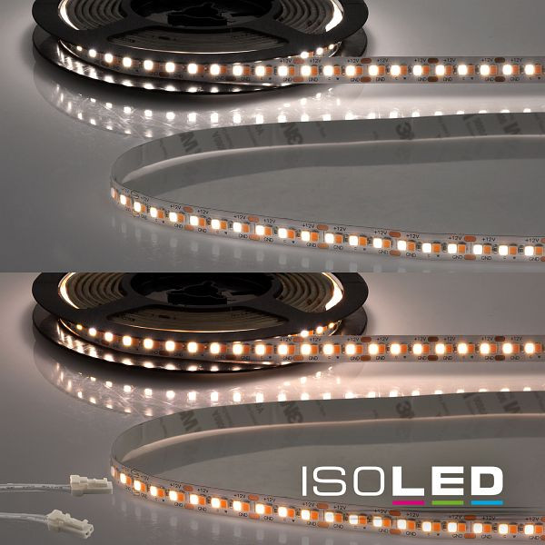 ISOLED LED CRI919/940 MiniAMP CCT Flexband, 12V DC, 7W+7W, IP20, 120cm, Kabel beidseitig + maleAMP, 240 LED/m, 114636
