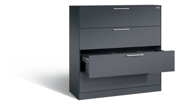 C+P Hängeregistraturschrank Asisto, H1310xB1200xT435mm, Farbe: Schwarzgrau, Bügelgriff, 146021-413 S10026