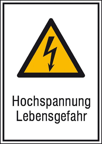 SafetyMarking Warn-Kombischild, Hochspannung Lebensgefahr, BxH 13,1x18,5 cm, Kunststoff (Hart-PVC), 43.0428