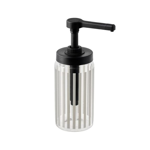 APS Dosierspender DISPENSA - Glas, 1 Liter, Ø 10 cm, Höhe 27 cm, Hubvolumen 15 ml, Streifenmuster, 93286