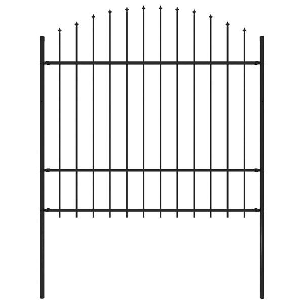 vidaXL Gartenzaun mit Speerspitzen Stahl (1,5 - 1,75) x 1,7 m Schwarz, 144944