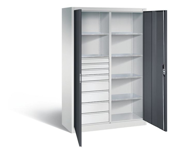 C+P Werkzeugschrank Acurado, H1950xB1200xT500mm, Farbe: Lichtgrau / Schwarzgrau, Muldengriff, 8931-305 S10286
