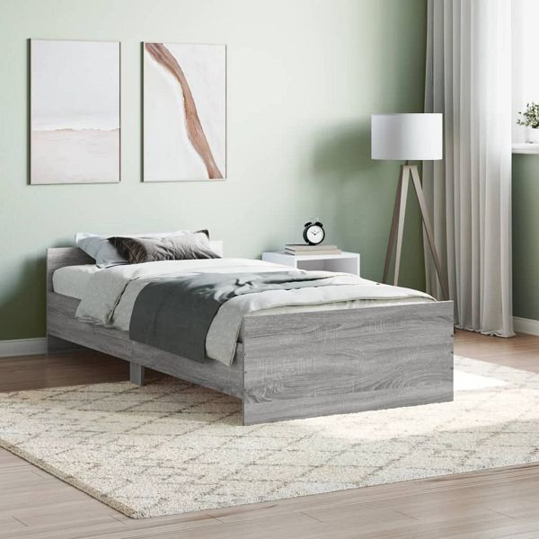 vidaXL Bettgestell Grau Sonoma 100x200 cm Holzwerkstoff, 835937