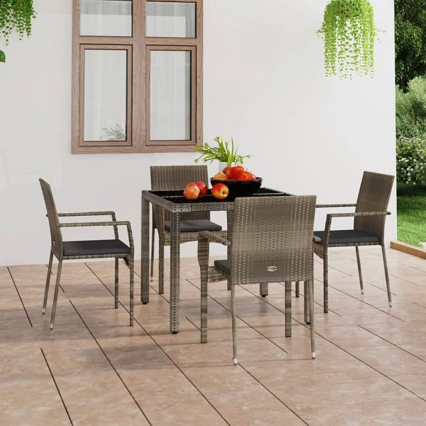 vidaXL Gartenstühle mit Kissen 4 Stück Poly Rattan Grau, 319884