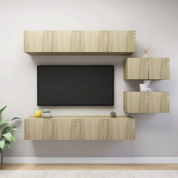 vidaXL 6-tlg. TV-Schrank-Set Sonoma-Eiche Holzwerkstoff, 3079041