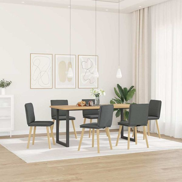 vidaXL Esszimmerstühle 6 Stk. Dunkelgrau Stoff, 3315626