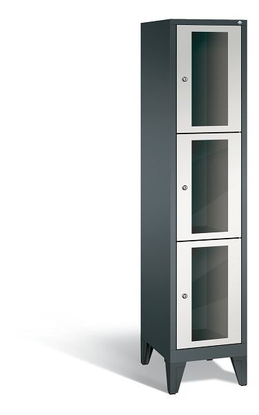 C+P Schließfachschrank Classic, 3 Fächer, H1850xB420xT500 mm, Anthrazit/Grau, 8010A123 S10026
